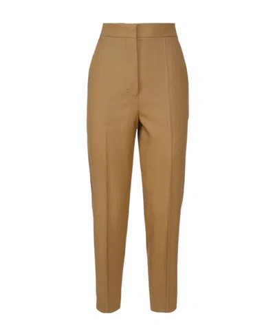 Max Mara Cropped Tapered Wool-blend Trousers In Brown