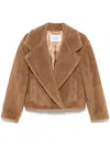 Max Mara Textured Camel Coat With Classic Lapel In Brown