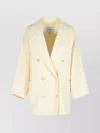 Max Mara Teddy Crop White Wool Blend Coat In Brown