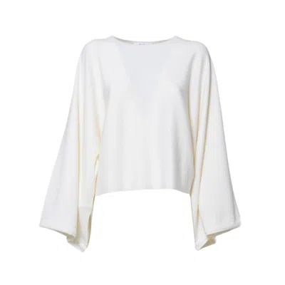 Max Mara Cropped Top With Flowing Sleeves And V-neckline In White