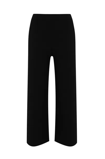 Max Mara Cropped Trousers In Viscose Crepe In Nero