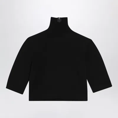 Max Mara Knit Top High Neck Three Quarter Sleeves In Black
