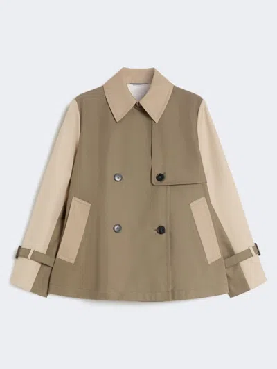 Max Mara Cropped, Water-repellent Gabardine Trench Coat In Green