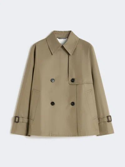 Max Mara Cropped, Water-repellent Gabardine Trench Coat In Gray