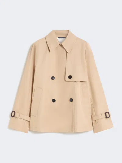 Max Mara Cropped, Water-repellent Gabardine Trench Coat In Neutral