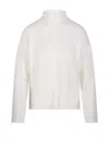 Max Mara Cropped White Cashmere Knit Sweater With Ribbed Detailing In White