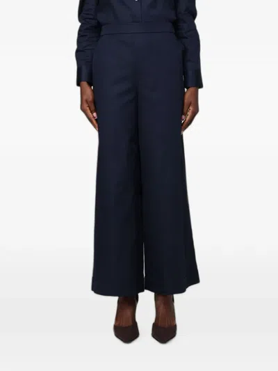 Max Mara Cropped Wide-leg Trousers In Blue