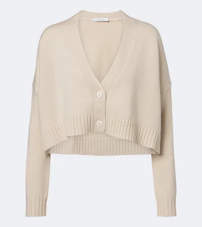Max Mara Cropped Wool And Cashmere Cardigan In Beige