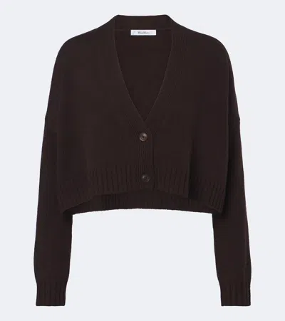 Max Mara Cropped Wool And Cashmere Cardigan In Brown