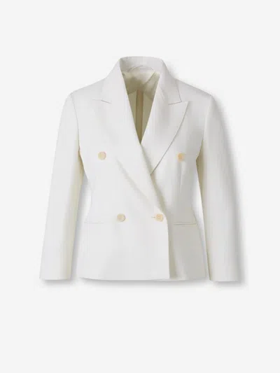 Max Mara Cropped Wool Blazer In White