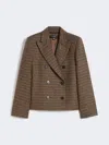 Max Mara Cropped Wool Blend Blazer In Brown