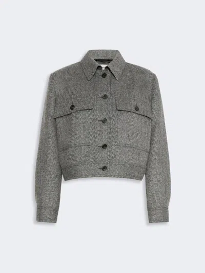 Max Mara Cropped Wool Blend Jacket In Dark Grey