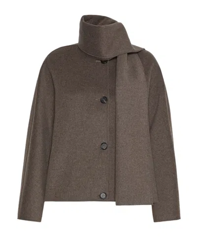 MAX MARA CROPPED WOOL BROADCLOTH JACKET - MEDIUM GREY