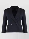 Max Mara Women Blue Doube Breasted Crop Blazer In Blue