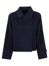 Max Mara Cropped Black Jacket With Classic Collar In Blue