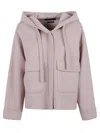 Max Mara Cropped Wool Jacket With Hood In Pink