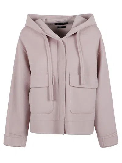 Max Mara Cropped Wool Jacket With Hood In Pink