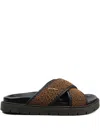 Max Mara Cross-strap Flat Slides In Brown