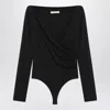 Max Mara Crossover Bodysuit In Stretch Jersey In Black