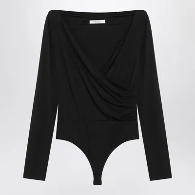 Max Mara Crossover Bodysuit In Stretch Jersey In Black