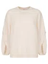 Max Mara Crossover Detail Oversized Wool And Cashmere Sweater Clothing In White