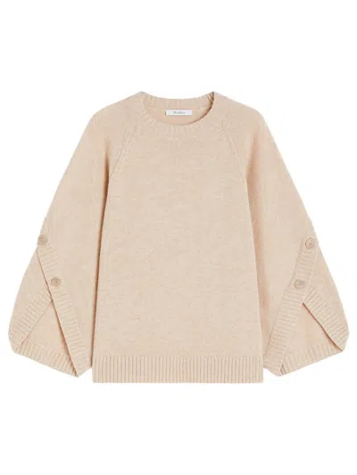 Max Mara Crossover Detail Oversized Wool And Cashmere Sweater Clothing In Neutral