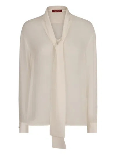 Max Mara Studio Crotone Silk Blouse In Neutral