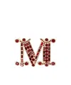 Max Mara Crystal-adorned Monogram Brooch In Red