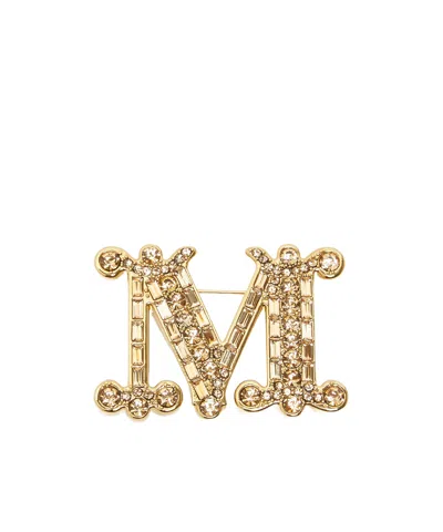 Max Mara Letter Brooch In Yellow