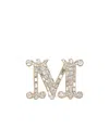 Max Mara Crystal-adorned Monogram Brooch In Yellow