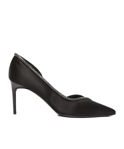Max Mara Crystal-adorned Satin Court Shoes In Black