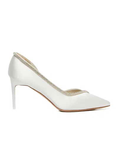 Max Mara Crystal-adorned Satin Court Shoes In White