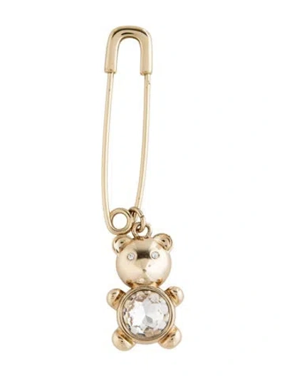 Pre-owned Max Mara Crystal Bear Safety Pin Brooch In Multicolor