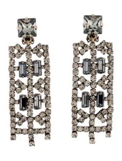 Pre-owned Max Mara Crystal Clip-on Drop Earrings In Multi