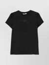 Max Mara Embellished Round Neck Top With Graphic Detail In Black