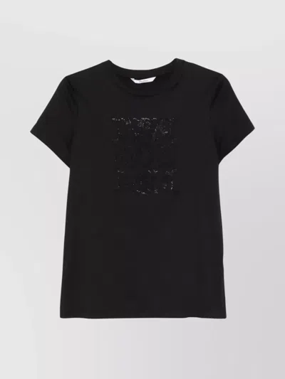 MAX MARA CRYSTAL CREW NECK EMBELLISHED SHORT SLEEVE TOP