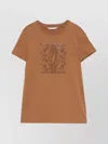 Max Mara Crystal Embellished Crew Neck Top In Beige