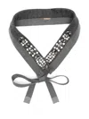 Max Mara Crystal-embellished Tie In Gray