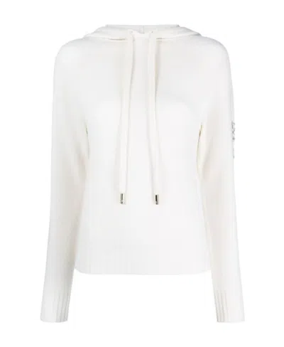 Max Mara Crystal-embellished Wool-blend Hoodie In White