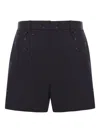 Max Mara Crystal-embellished Wool Shorts In Black
