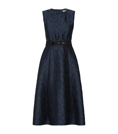 Max Mara Crystal Jacquard Midi Dress In Blue