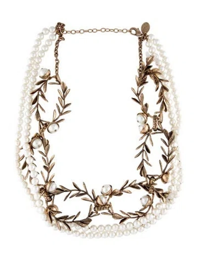 Pre-owned Max Mara Crystal, Resin & Faux Pearl Bead Strand Collar Necklace, 26.25" In Multicolor