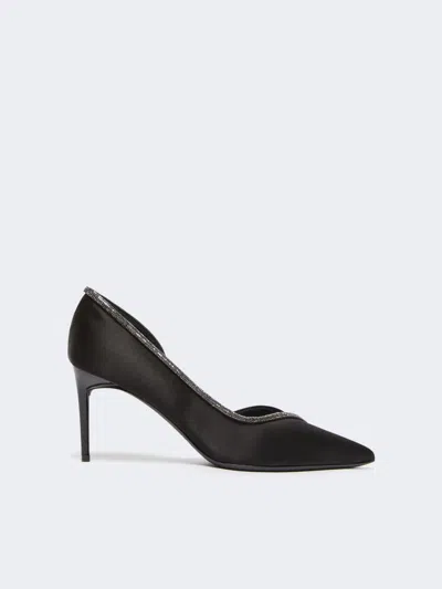 Max Mara Crystal-adorned Satin Court Shoes In Black