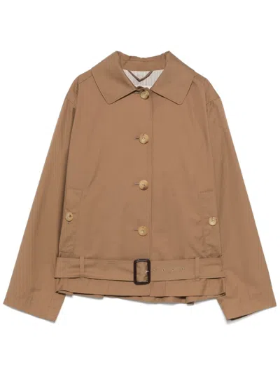 Max Mara Ctrench Jacket In Brown