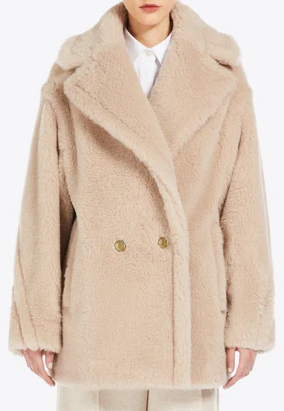Max Mara Cuba Iconic Teddy Bear Alpaca And Wool Coat In Sand