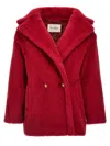 Max Mara Short Teddy Bear Icon Coat In Alpaca And Wool In Red