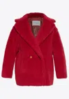 Max Mara Short Teddy Bear Icon Coat In Alpaca And Wool In Pink