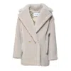 Max Mara Cuba Teddy Coat In Alpaca And Sand Wool In Neutrals