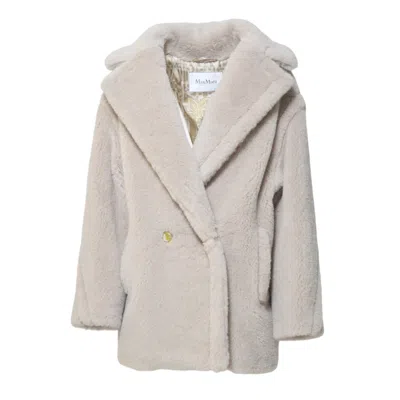 Max Mara Cuba Teddy Coat In Alpaca And Sand Wool In Neutrals