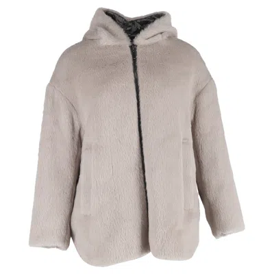 Max Mara Cube Spacefe Reversible Jacket In Beige Alpaca Wool In Gray